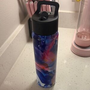 Simple Modern Colorful Abstract Swirl Water Bottle with Black Flip Lid